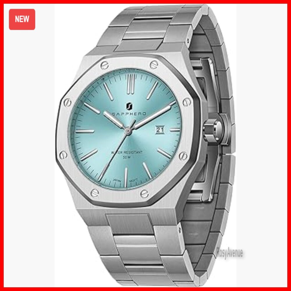 Stainless Steel Quartz Watch 50m Waterproof Date Business Wristwatch